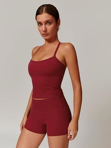 ABOCIW Workout Sets for Women 2 Piece Padded Sports Bra Tank High Waist Booty Gym Shorts Active Yoga Outfits thumbnail 3