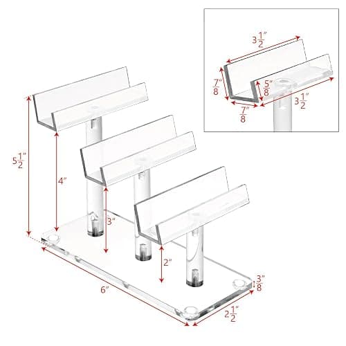 MOOCA 3 Tier Premium Acrylic Eyewear Display Stand, Sunglasses Rack Holder, Sunglasses Stand, Eyewear Organizer for Eyeglasses, 5 in H thumbnail 3