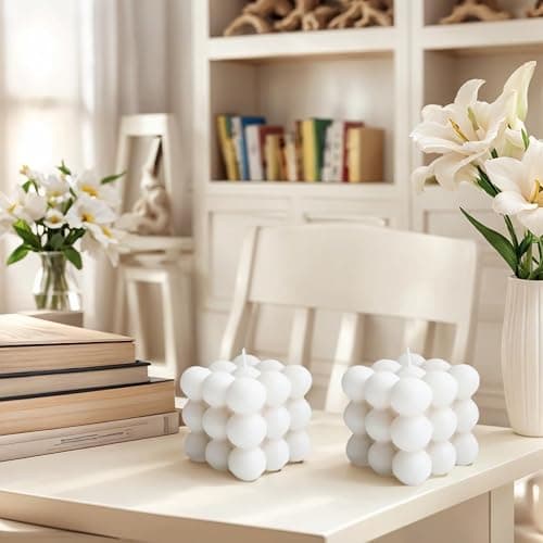 Duftkerze in Würfelform,2 Stück Weiß Bubble Kerze Candle,Sojawachs Kerzen Handgefertigt Duftkerze Aromatherapie Kerze für Dekoration Aesthetic für Schlafzimmer,Badezimmer,Dekoration thumbnail 5