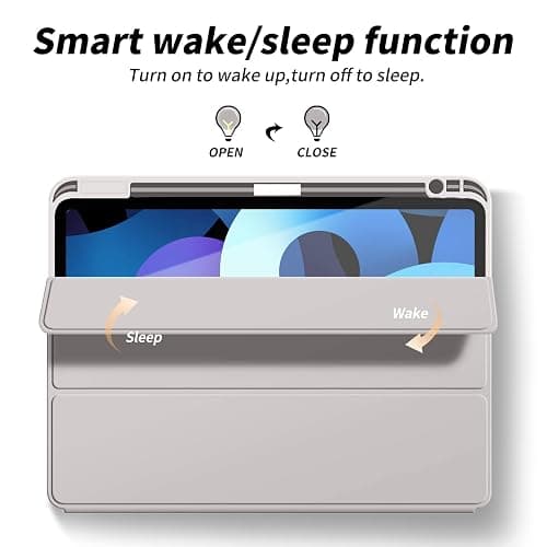 Aoub Case for iPad Air 11-inch M3/M2 (2025/2024), iPad Air 5th/4th Generation (2022/2020) 10.9-inch with Pencil Holder, Trifold Stand with Soft TPU Back Cover, Auto Sleep/Wake, Gray thumbnail 3