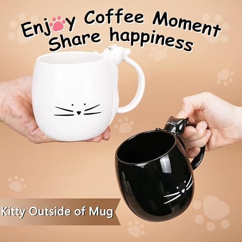 Koolkatkoo Coffee Mug Cute Cat Mug Gift for Cat Lovers Ceramic Tea Mugs Black 16 oz thumbnail 7