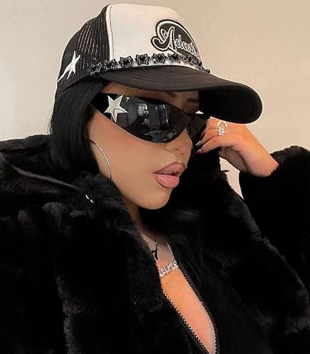Rimless Y2K Sunglasses for Women Men Wrap Around Fashion Sunglasses Oversized Frameless Trendy Sun Glasses thumbnail 2