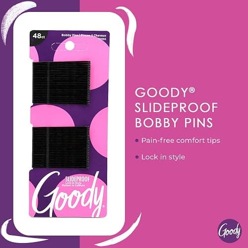 Goody Slideproof Women's Bobby Pin - 48 Count, Crimpled Black - 2 Inch Pain-Free Pins to Style and Secure All Hair Types thumbnail 3