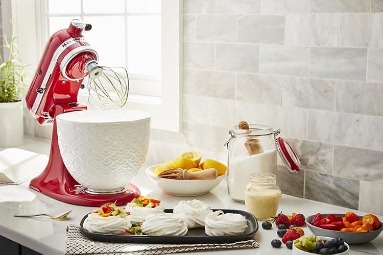 KitchenAid 5 Quart Ceramic Bowl for all 4.5-5 Quart Tilt-Head Stand Mixers KSM2CB5TWM, White Mermaid lace thumbnail 2