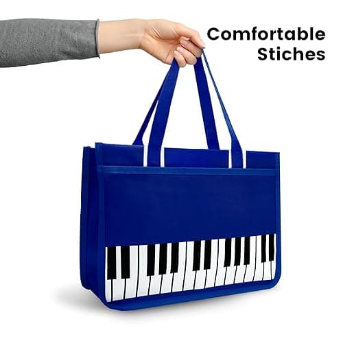 BestSounds Piano Bag, Zipper Waterproof Oxford Cloth Music Piano Accessories Book Bag Tote for Students Kids, Girls, Women, Gifts for Music Lovers Musicians (Dark Blue) thumbnail 7