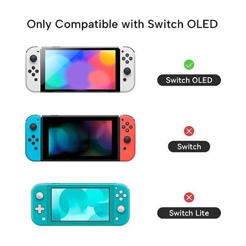 GeekShare Protective Case for Switch OLED Slim Cover Case Compatible with Switch OLED Separable Soft Silicone Protective Shell for Joystick with 2 Thumb Grip Caps - Strawberries with Cream thumbnail 2