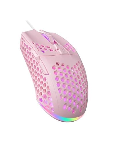 SOLAKAKA SM900 Pink Wired Gaming Mouse with Honeycomb Shell,12800 DPI,7 Programmable Buttons,Lightweight Gaming Mice Ergonomic Computer Mouse Gaming for Windows/PC/Mac/Laptop Gamer - Image 1