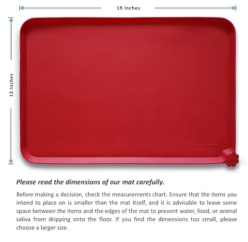 Hoki Found Silicone Pet Food Mats - Non Slip Dog Cat Bowl Mats - Classic Red thumbnail 5