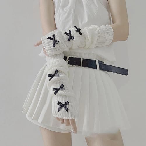Fishjhan Cute Y2K Bow Arm Warmers Kawaii Half Finger Adorable Accesspties for Teen Girl Glove Gyaru Harajuku Arm Sleeve thumbnail 4
