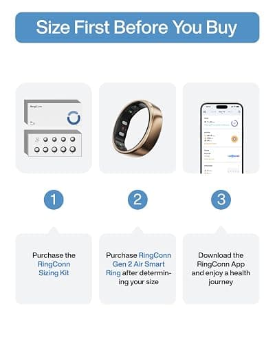 RingConn Gen 2 Air, Ultra-Thin AI Smart Ring, 10-Day Battery Life, Fitness/Sleep/Stress/HR Tracker for Women&Men, No App Fee for Standard Features, iOS & Android Compatible (Size 8, Dune Gold) thumbnail 2