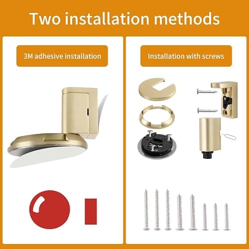 Bak Bo Windproof Door Stoppers 3 Pack Adjustable Bottom of Door Holder Indoor No Drilling Heavy Duty Mechanical Floor Door Stop with Screws and Adhesive Catch Door Keep Door Open Brushed Gold BG-3 thumbnail 3