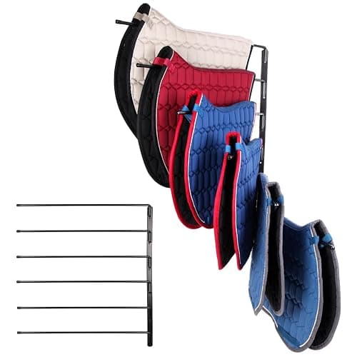 TOMESHA Saddle Pad Rack-Horse Blanket Holder,Extra-Long Rack Arms for Various Accessories,Heavy Duty 180 Degree Swing-Out Wall Mount,Six (6) Well-Spaced,Storage Rack Stand Wall Mount - Image 1