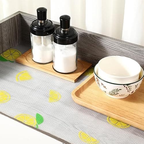 Lemon Print Shelf Liner with Green Leaf – Non-Adhesive Waterproof Drawer and Cabinet Liner – Decorative Kitchen Shelf Paper for Pantry, Closet, Cupboard, Countertop thumbnail 6