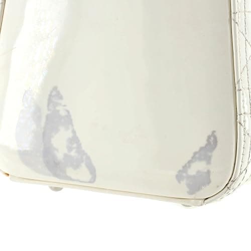 Dior, Pre-Loved Lady Dior Bag Cannage Quilt Patent Large, White thumbnail 6