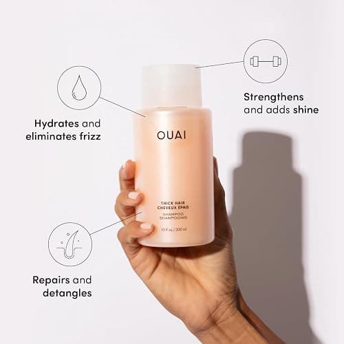 OUAI Thick Hair Shampoo and Conditioner Set - Sulfate Free Shampoo and Conditioner for Thick Hair Care - Moisturizes, Strengthens & Fights Frizz - Made with Keratin & Shea Butter (10 Fl Oz) thumbnail 2
