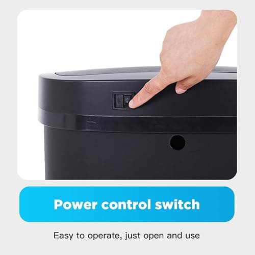 BestOffice | 13 Gallon Trash Can with Lid | Automatic Touchless Garbage Can | Odor Control | Modern Oval Design | Easy to Clean | Plastic | Black | Fits Any Kitchen, Bathroom, Office or Home thumbnail 6
