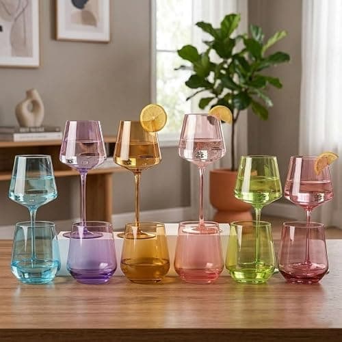 Physkoa Colored Wine Glasses Set of 6-16oz Hand Blown Crystal Colorful Wine Glasses with Long Stem, Multicolor Wine Glass for Wine Lovers, Mother's Day, Wedding, Birthday Gifts for Women thumbnail 2