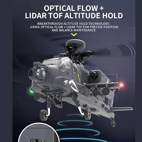 YounggDiy 1/32 Apachhe F11-S AH64 Helicopters for Adults, 6CH 6G/3D Stunt Dual-axis Flybarless Helicopter Model with GPS, RC Toy Gift (RTF Version) thumbnail 7