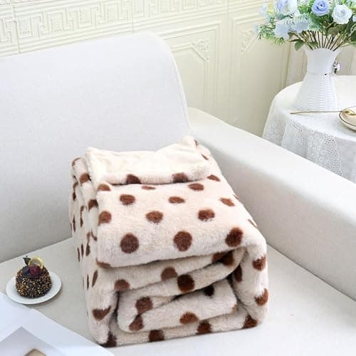 Soft Plush Throw Blanket with Polka Dots, Luxury Faux Fur,Doule Side, Multiple Colors Available,Gift for Women (Khaki and Brown, Twin(63" x 79")) thumbnail 8