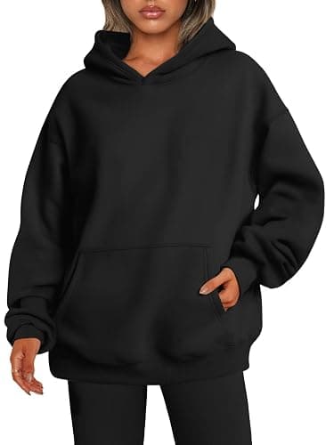 EFAN Womens Hoodies Oversized Sweatshirts Pullover Fleece Sweaters Long Sleeve Winter Fall Outfits Fashion Y2k Clothes - Small - Black - Image 1