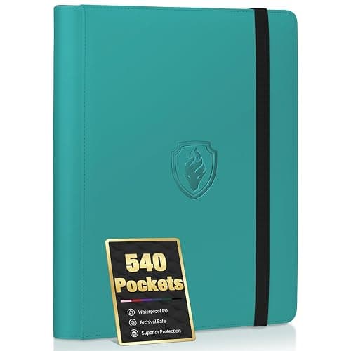 Premium 9 Pocket Card Binder for 540 Cards, Fabmaker PU Trading Card Binder | Sturdy Card Collection Album, Side-Loading, Sleek Card Holder Folders for Game Cards & Sports Cards, Turquoise - Image 1