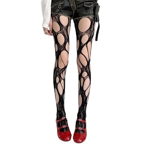 RUSTAMM Ripped Fishnet Stockings Tights Gothic Irregular Hole Hollow Out Mesh Lace Pantyhose Women Cosplay Party Accessories - Image 1
