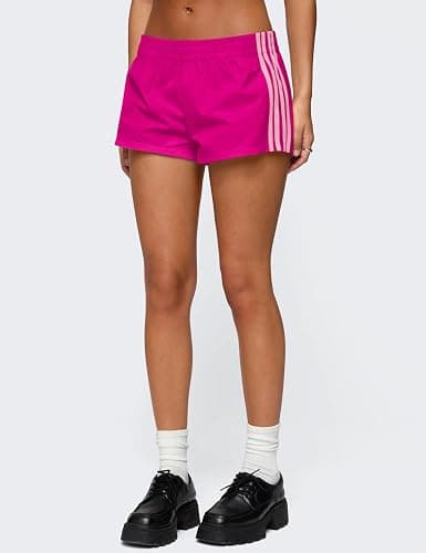 Plameil Shorts for Women Sweat Track Athletic Shorts Summer Low Rise Mini Side Stripes Gym Y2k Cute Girls Athleisure Clothing thumbnail 5