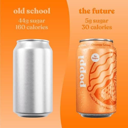 Poppi Sparkling Prebiotic Soda Beverage with Apple Cider Vinegar, Seltzer Water and Fruit Juice, Orange Cream Flavor, 12 oz, Pack of 12, Packaging may vary. thumbnail 5