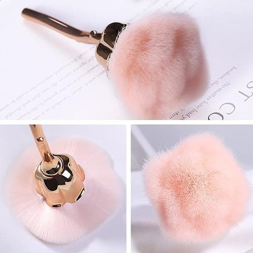KuAoyoja Nail Art Dust Powder Remover, Pink Rose Soft Brush Acrylic Nail Arts Manicure Dust Cleaner Brush for Nail Trimming Cleaning Makeup Brush Tools (Pink) thumbnail 2