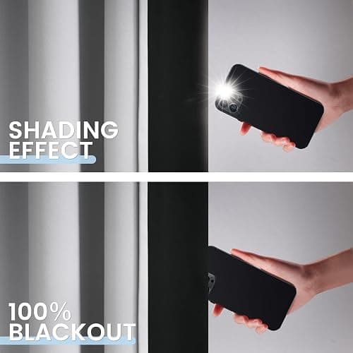 SimpleHome 100% Blackout Curtains for Bedroom,Thermal Insulated Grommet Window Drapes Room Darkening White Curtains for Living Room with Black Back,52 x 84 Inch,2 Panels thumbnail 4