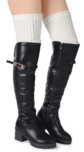Pareberry Women's Winter Over Knee High Footless Socks Knit Warm Long Leg Warmers thumbnail 7