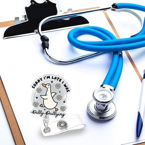 Funny Silly Goose Badge Reel Retractable ID Holder with Alligator Clip for Nurse Nursing Medical Worker & Teacher, Cute Acrylic Badge Accessories for RN CNA LPN Doctor thumbnail 2