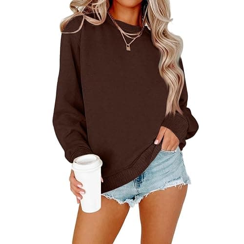 Jybuyye Sweatshirt for Women Casual Crew Neck Oversized Sweatshirt Long Sleeve Preppy Sweatshirts Fall Pullover Sweaters thumbnail 3