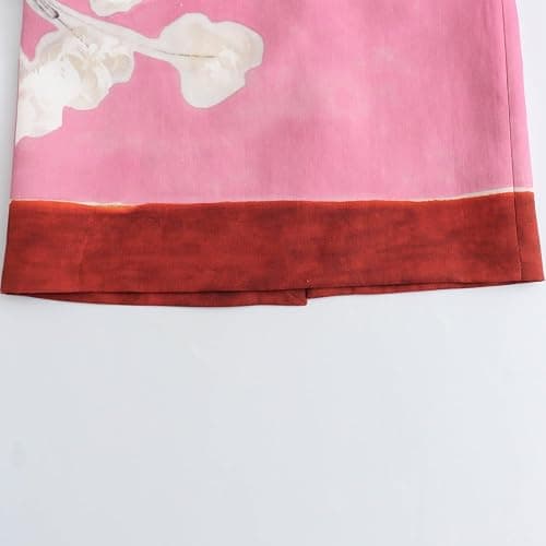 Apvirdy Women's Linen Skirt High Waist Color Block Vintage Elegant Floral Print Summer Straight Midi Skirt thumbnail 9