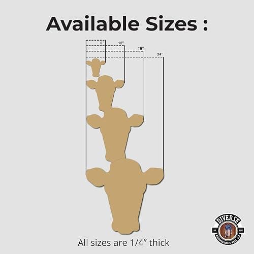Heifer Cutout Unfinished Wood Cow Country Farm Door Hanger MDF Shape Canvas Style 2 (12") thumbnail 4