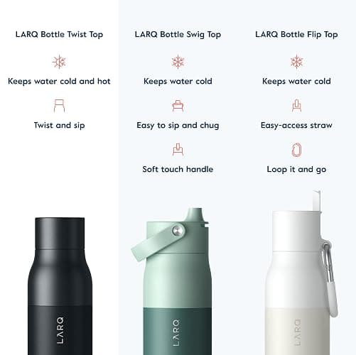 LARQ Bottle Twist Top 25 oz - Insulated Stainless Steel Water Bottle | BPA Free | Reusable Water Bottle for Camping, Office, and Travel | Keep Drinks Cold and Hot, Obsidian Black thumbnail 6