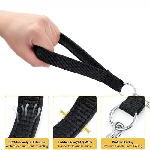Chain Leash for Small Dogs, Heavy Duty Metal Dog Lead Durable Strong Chew Proof Puppy Leashes for Small Medium Large Breed Pet Dogs, 2.0mm * 4ft Black Handle thumbnail 5