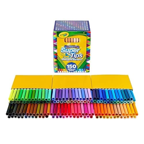 Crayola Super Tips Marker Set (150ct), 2-in-1 Fine Point & Broad Line Markers for Kids, for Kids, Colored Markers for Coloring Books, 3+ thumbnail 3