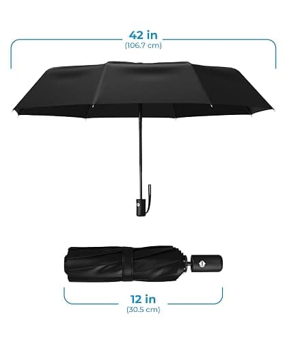 Rain-Mate Windproof Compact Umbrellas for Rain - Strong Reinforced Fiberglass Rib Design & Auto Open & Close - Portable Folding Travel Umbrella - Lightweight & Packable for Women & Men, Easy Collapse thumbnail 9