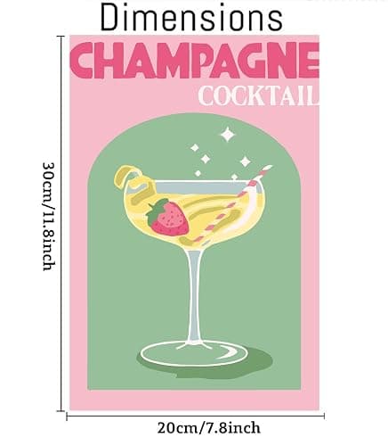 6 Pack Retro Cocktail Paint by Numbers Kit for Adults Beginner,Vintage Easy Paint by Number on Canvas,Acrylic oil watercolor Painting kit Arts and Crafts for Bar Party Room Wall Decor (8x12 inch) thumbnail 7