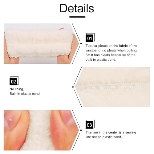 WHAVEL Face Washing Wristbands (6 Pairs), Absorbent Spa Wristbands for Washing Face Sweatband Wash Bands, Prevent Liquid from Spilling Down Arms thumbnail 6