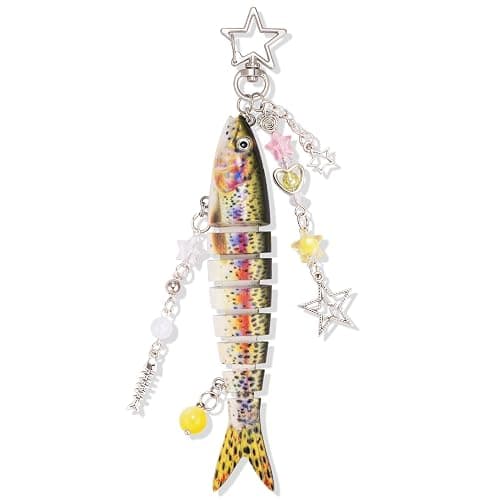 XGALBLA Cute Lifelike Fish Keychain, Aesthetic Y2K Charms Keychain Accessories for Bag Charms Purse Gift, Fishing Gifts - Fish-8 - Image 1