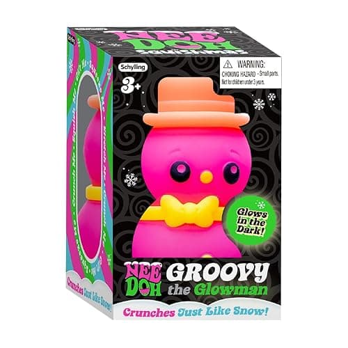 Schylling NeeDoh Squishmas Groovy Glowman - Christmas Squeeze Toy - Satisfying Snow-Like Crunch - 3.5" Tall - Color May Vary (Pack of 1) thumbnail 3