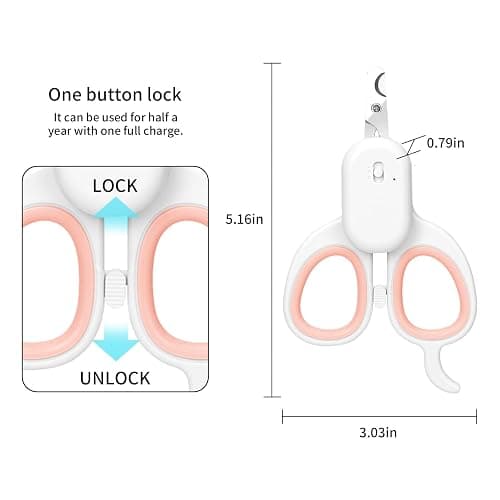 PAKEWAY Pet Nail Clipper with LED & -U-V Light, Cat Claw Trimmer with Ultra Bright LED Light for Nail Bloodline to Avoid Over Cutting, Sharp Angled Blade Grooming Tool for Dog Cat Rabbit Small Animals thumbnail 6