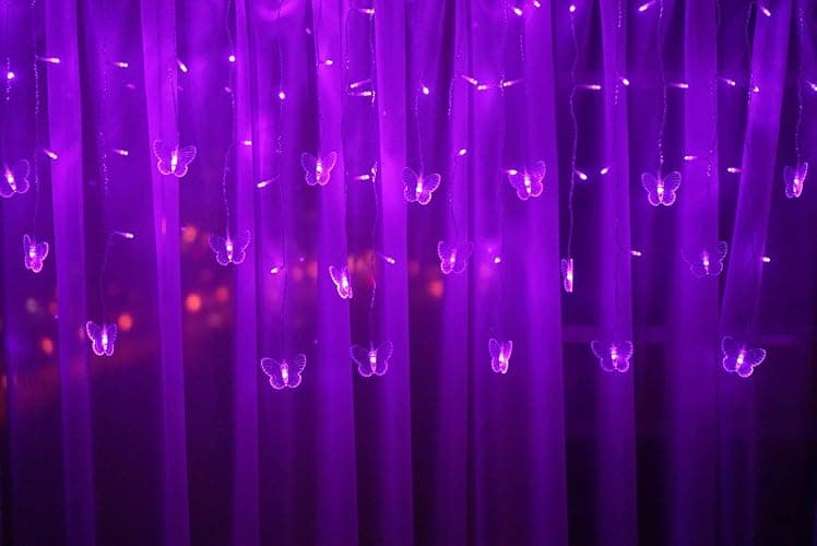 Butterfly Curtain Fairy Lights USB Plug in, 8 Modes 96 LED 11.5FT Firefly Window Twinkle Timer String Lights with Remote for Bedroom Patio Christmas Wedding Party Decoration (Purple) thumbnail 6