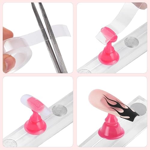Etercycle Nail Stand Acrylic Nail Art Display Stand Practice Nail Holder for Painting Nails Magnetic Practice Stands with Double-sided Tape For Home DIY Salon Supplies (Rose pink) thumbnail 4