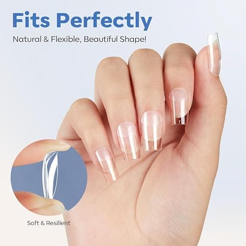 modelones Short Square Nail Tips, Pre-shaped Soft Gel Tips Fake Nails False Acrylic Clear Full Cover Press on Extension Gel Kit Manicure DIY at Home 216PCS 12Sizes thumbnail 4