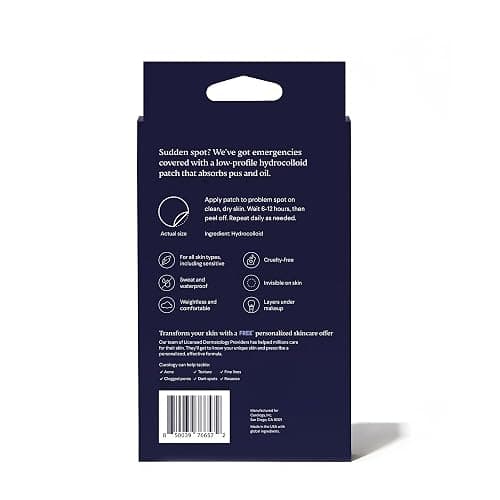 Curology Emergency Spot Pimple Patches for Face, Stocking Stuffer Gifts, Hydrocolloid Pimple Patches Fast-Acting, 80 Count thumbnail 7