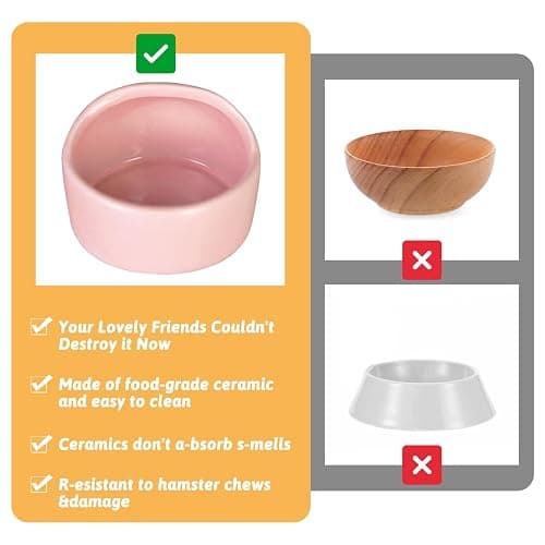 Tfwadmx 2 Pcs Hamster Food Bowl, Ceramic Pet Hamster Bowl Dwarf Hamster Food Bowl Feeder Hamster Water Rat Bowl Small Animal Food Dish for Golden Bears, Hedgehogs, Dutch Pigs, Parrots (Pink) thumbnail 6