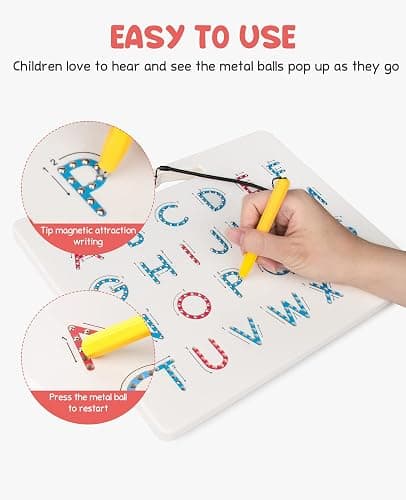 GAMENOTE Double Sided Magnetic Letter Board - 2 in 1 Alphabet Magnets Tracing Board for Toddlers ABC Letters Uppercase & Lowercase Practicing Learning Education Toys thumbnail 5